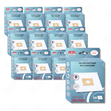 SET OF 12 BOXES OF 5 BAGS WITH 1 PRE-FILTER COUPE/COMPACT/GO/FORCE VACUUM CLEANER  - 78602600, 22422400