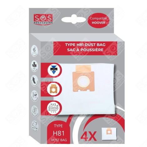BOX OF 4 MICROFIBER BAGS H81 VACUUM CLEANER  - 35601865