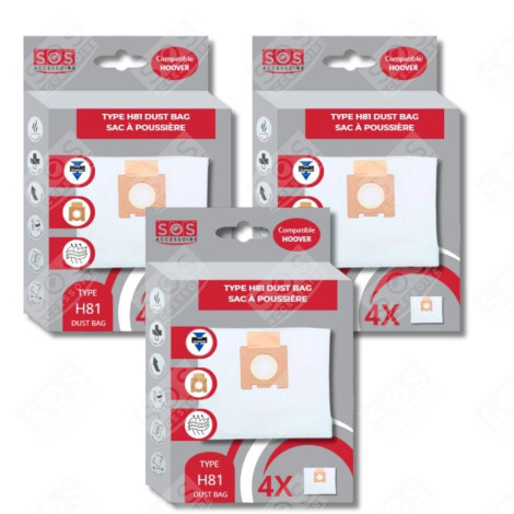 SET OF 3 BOXES OF 4 MICROFIBER BAGS H81 VACUUM CLEANER  - 35601865