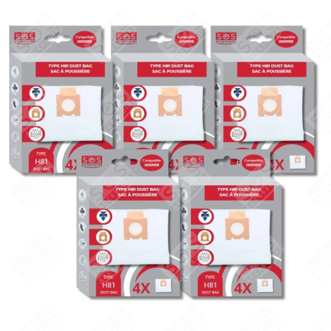 PACK OF 5 BOXES OF 4 MICROFIBER BAGS H81 VACUUM CLEANER  - 35601865