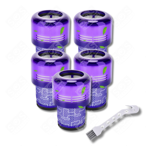 LOT DE 5 FILTRES HEPA COMPATIBLE V11 V12 V15 AVEC BROSSE DE NETTOYAGE VACUUM CLEANER  - 970013-02, 97001302