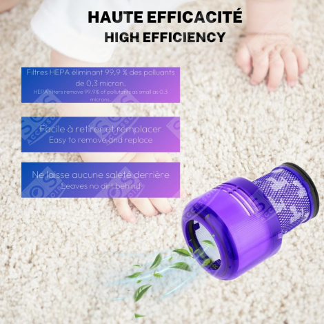 LOT DE 5 FILTRES HEPA COMPATIBLE V11 V12 V15 AVEC BROSSE DE NETTOYAGE VACUUM CLEANER  - 970013-02, 97001302