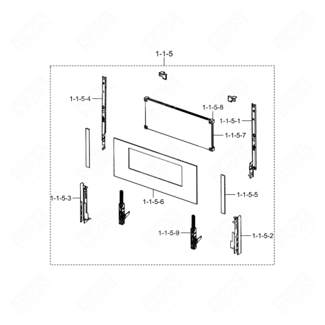 LOWER DOOR ASSEMBLY (REFERENCE 1-1-5) GAS / ELECTRIC OVENS - DG94-02390A