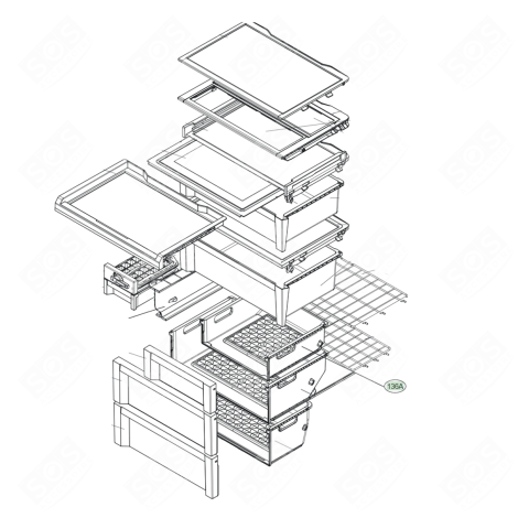 COMPLETE DRAWER (REFERENCE 136A) REFRIGERATOR, FREEZER - AJP73954401