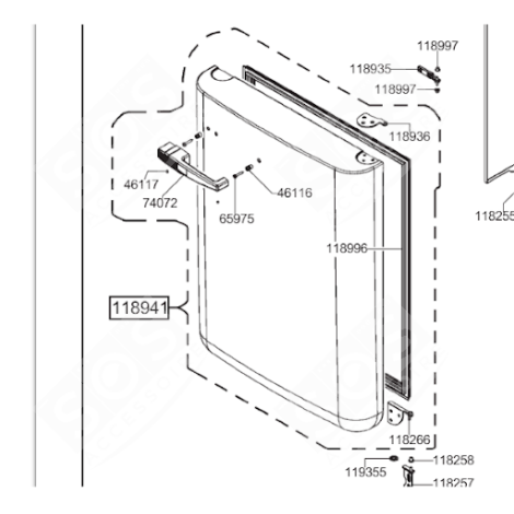 ORIGINAL DOOR (FREEZER PART) REFRIGERATOR, FREEZER - 696139492