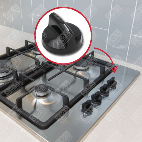 COMPATIBLE BLACK CONTROL BUTTON ELECTRIC / GAS HOBS - 8339850