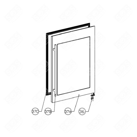 GLASS DOOR WITH STAINLESS STEEL FRAME (REFERENCE 37A) WINE CELLAR - 92040840, DG23-1263