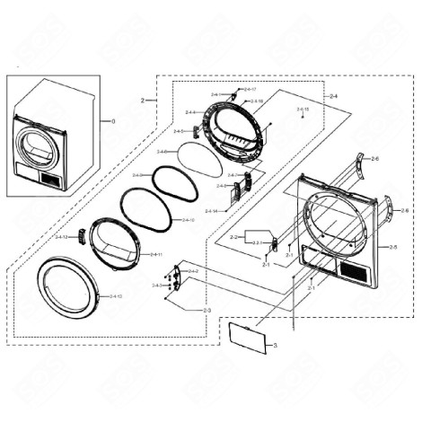 COMPLETE DOOR (REFERENCE 2.4) ORIGINAL TUMBLE DRYER - DC97-20525A
