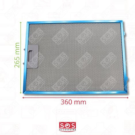 METAL GREASE FILTER 265X359X9MM EXTRACTOR HOOD - 00703451