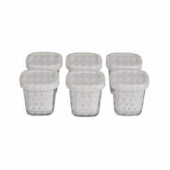 Box of 6 glass yogurt pots with lids (without drip trays)