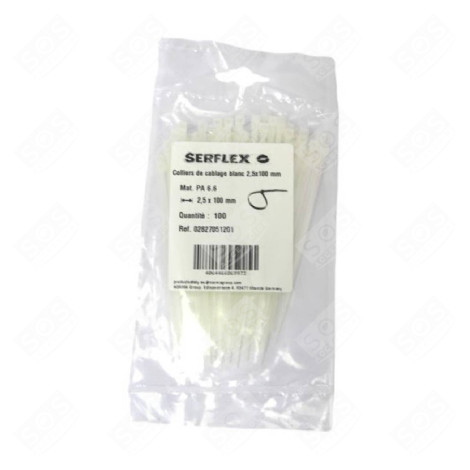 BAG OF 100 WHITE NYLON TIES 2.5X98MM ACCESSORIES AND MAINTENANCE  - 7133031