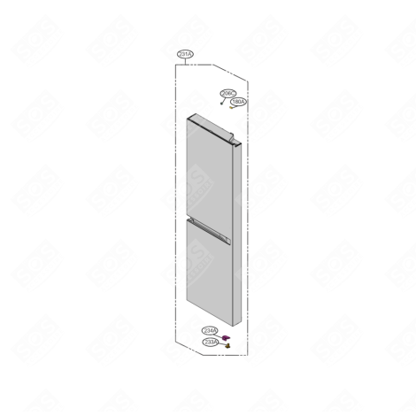 PORTE DROITE (PARTIE CONGÉLATEUR) REPÈRE 231A REFRIGERATOR, FREEZER - ADD76444112