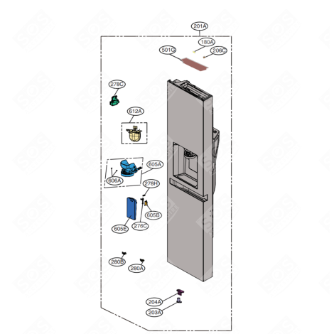 PORTE (PARTIE RÉFRIGÉRATEUR REPÈRE 201A)) REFRIGERATOR, FREEZER - ADD76444023