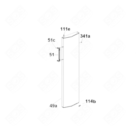 POIGNÉE DE PORTE (REPÈRE 51) REFRIGERATOR, FREEZER - 49024728