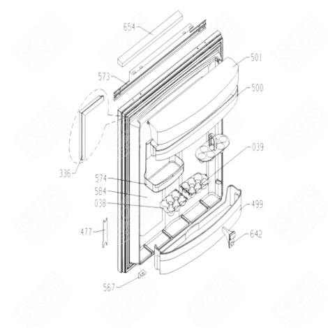 PORTE (PARTIE RÉFRIGÉRATEUR) REFRIGERATOR, FREEZER - AS0004537