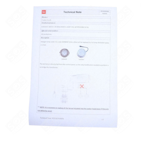 CARTE SPOT D'ORIGINE GAS / ELECTRIC OVENS - 99991016