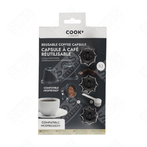 KIT DE 3 CAPSULES RÉUTILISABLES NESPRESSO D'ORIGINE COFFEE MAKER, ESPRESSO - KA4556