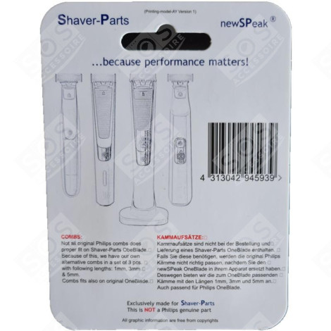 LOT DE 3 SABOTS DE COUPE COMPATIBLES ELECTRIC SHAVER - 4313042945939
