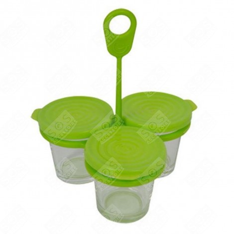 SET OF 3 GLASS CONTAINERS WITH HOLDER STEAMER - XA500039