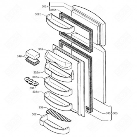ORIGINAL REFRIGERATOR DOOR SEAL (MARKING 315) REFRIGERATOR, FREEZER - 2144821309