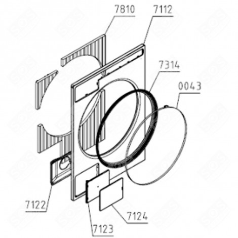 FRONT PANEL W.FIL.WM-75/85.1 (MARK 7112) WASHING MACHINES - 561140