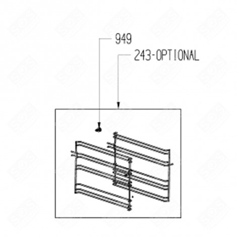 GRADIN LATÉRALE DROIT + GUIDE  GAS / ELECTRIC OVENS - 210443593