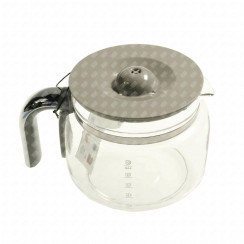 Glass jug with chrome-plated handle for coffee machines