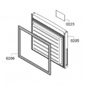 Freezer door (reference number 205)