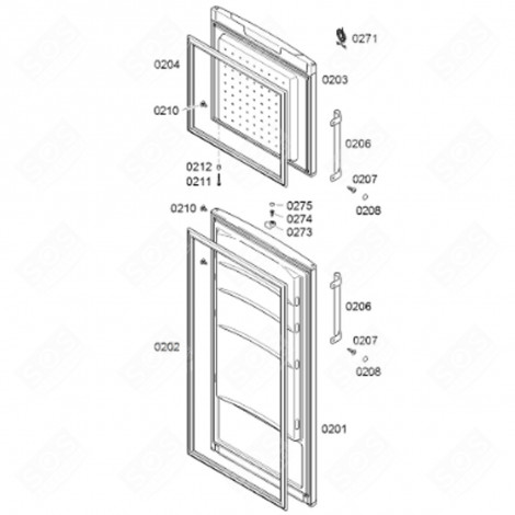 FREEZER DOOR GASKET (MARK 204) REFRIGERATOR, FREEZER - 00248492
