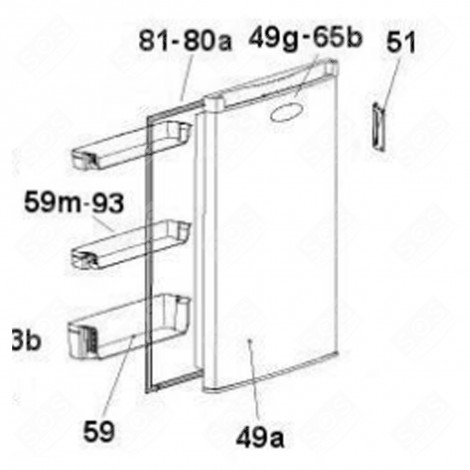 DOOR HANDLE (REFERENCE 51) REFRIGERATOR, FREEZER - 49045705