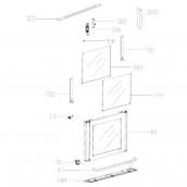 Inner door glass left part (reference 290) 424X404 mm