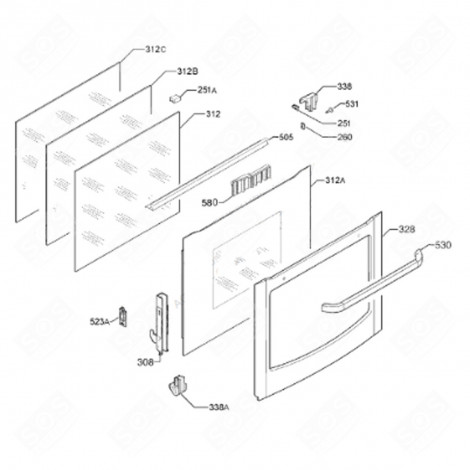 OVEN DOOR PANEL, WHITE (MARK 328) GAS / ELECTRIC OVENS - 3532199084