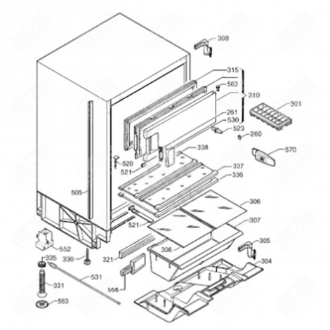 HALF SHELF (REFERENCE NUMBER 338) REFRIGERATOR, FREEZER - 43X0264