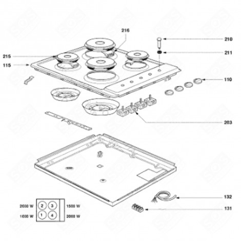 PLATE D.145 (MARK 216) ELECTRIC / GAS HOBS - 71X7870