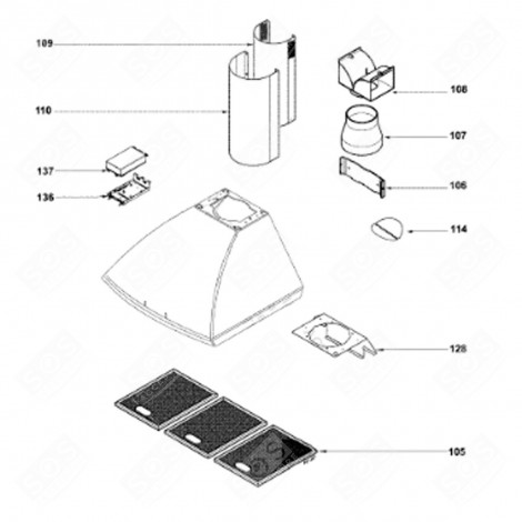 LID (REFERENCE 137) EXTRACTOR HOOD - 74X3237
