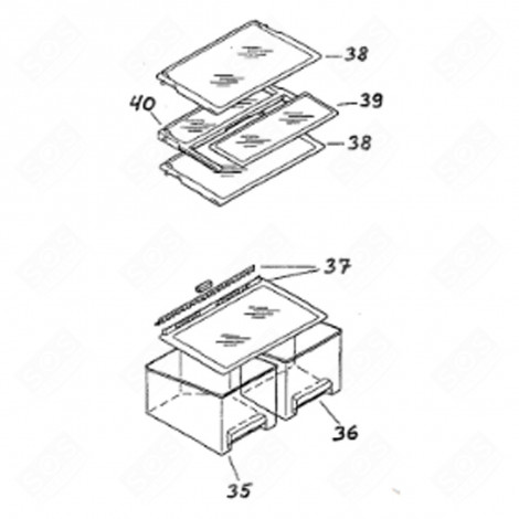 HALF SHELF, GLASS SHELF (MARK 39) REFRIGERATOR, FREEZER - 45X7070