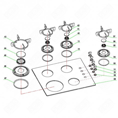 LEVERS (REFERENCE 31) GAS / ELECTRIC OVENS - CU001543