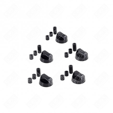 SET OF 5 UNIVERSAL BLACK KNOBS GAS / ELECTRIC OVENS - 21815