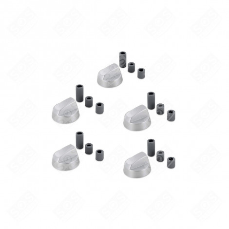 SET OF 5 UNIVERSAL ROTARY KNOBS Ø 42 MM + INSERTS 6 AND 8 MM GAS / ELECTRIC OVENS - 21823