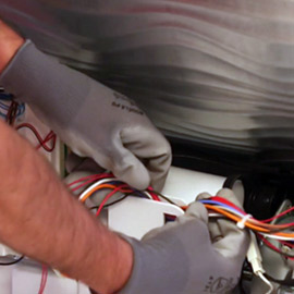 The electric wires are worn