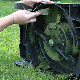 The lawnmower is dirty