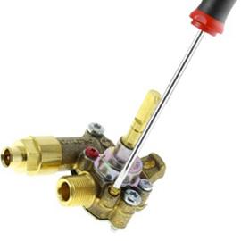 The valve is in the low position