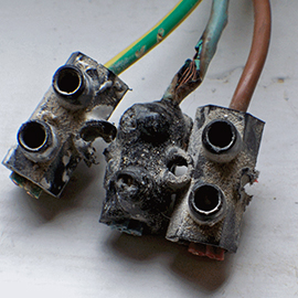 The cooker switch-control unit or its terminal connectors have melted